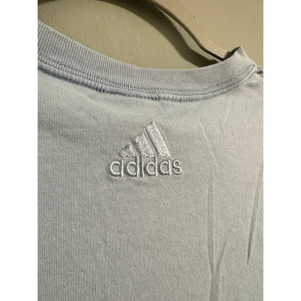 #5 Adidas Mens Logo Graphic T-Shirt Light Blue Green Size Large Short Sleeve Tee